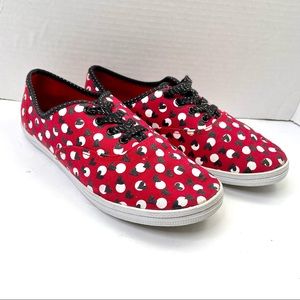 Disney’s Minnie Mouse Canvas Sneakers Women’s or Kids 5 Polka Dot Hearts